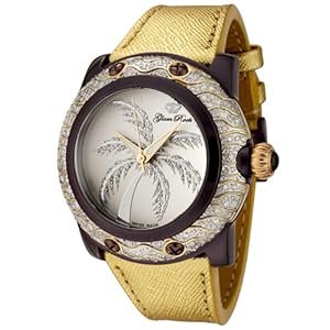 Glam Rock Women's GR80018 Miami Collection Diamond Accented Gold Leather Watch