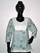 Carolina Blue Tunic Yoga Cotton Kurti Clothing of India Casual Summer Dresses Chikan Embroidery Size M
