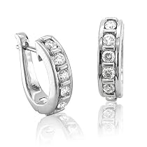 Certified 14k White Gold 6 Stone Hoop Diamond Earrings (GH, SI-I, 0.50 carat)