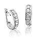 14k White Gold 6 Stone Hoop Diamond Earrings (GH, title=
