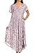 Sakkas Lila Freckled Dyed Cap Sleeve Scoopneck Long Caftan Dress/Cover Up