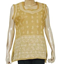 Women's Clothing Top Kurti India Cloth Chikan Embroidery Size L