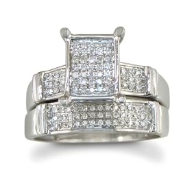 1/3ct Diamond Micropave Bridal Engagement Ring Set in Sterling Silver