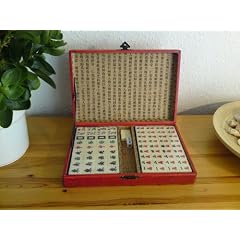 Mahjong Spiel in asiatischer Dekor Kiste, chinesisches Kult-Spiel, Geschenkidee!