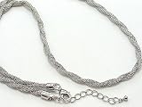 Silver-Tone Braided Mesh Rope Chain Necklace Adjustable from 20 to 22 Long