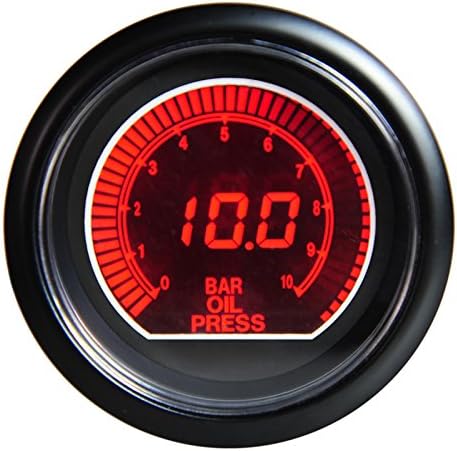 2 Colors 2.5inch Smoke Blue/red Digital Oil Pressure 0-10 Bar Refit Car 60mm Gauge Full-sweep Meters