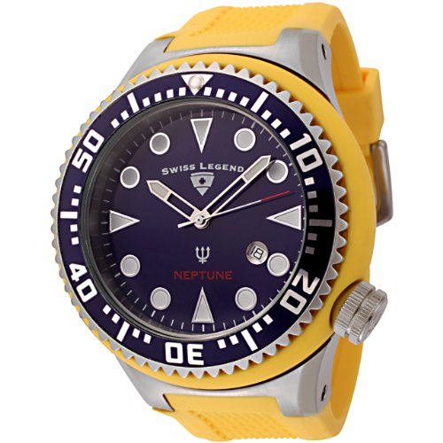 Swiss Legend Men’s 21818D-03 Neptune Collection Stainless Steel Yellow Rubber Watch