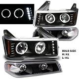 04-10 Chevy Colorado / GMC Canyon Dual halo LED Projector Headlights with Bumper Lights (Black)