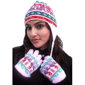 Winter Alpaca Hat and Gloves Set - Andean Orchid Pink (Size Small/medium)