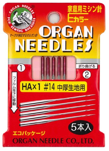 オルガン針 ORGAN NEEDLES 家庭用ミシン針Eカラー HA×1 #14 中厚生地用