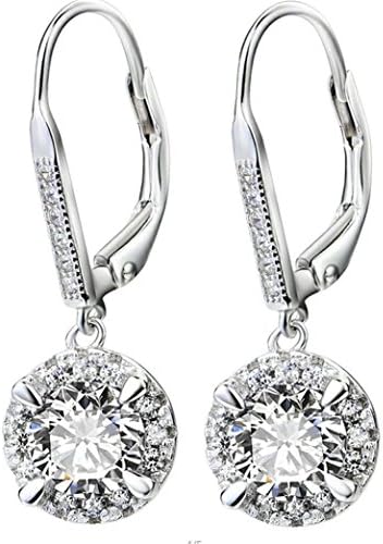 Komhode Certificate 925 Sterling Silver Dangle Earrings Plated Platinum White Zircon And Collars Nice Christmas Gift Drop Earrings Fashion Jewelry