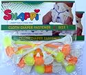Snappi Cloth Diaper Fasteners - Pack of 6 DAYGLO / NEON (2 Orange, 2 Yellow, 2 White)