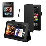 Black Executive Multi Function Standby Case for the New Kindle Fire HD 7" Tablet 16GB or 32GB (Oct. 25 2012 Release) with Built-in Magnet for Sleep / Wake Feature and Stylus Loop Holder + Screen Protector + Capacitive Stylus Pen (Available in Multiple Colours)