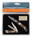 Gerber 31-000150 70th Anniversary Stag and Burl Lockback and Trapper Knife Set