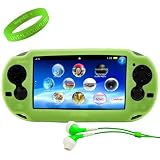 VanGoddy Gaming Accessories Green Apple Slip-On PlayStation Vita Silicone Gaming Skin + VanGoddy LIVE * LAUGH * LOVE Wristband + Green Play Station Vita Compatible Noise Cancelling Headphones