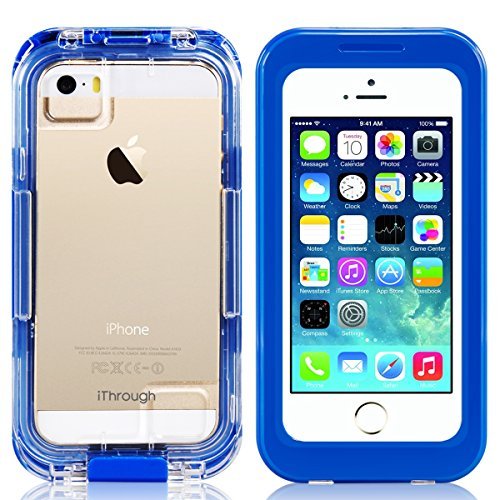 iPhone 5s Waterproof Case, iThrough Waterproof, Dust Proof, Snow Proof, Shock Proof Case with Touched Transparent Screen Protector, Waterproof Protection up to 20ft, Heavy Duty Protective Carrying Cover Case for iPhone 5/5s/4/4s (Blue)