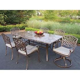 Stone Art Mississippi Seven Piece Dining Set with Swivel Chairs by Oakland Living