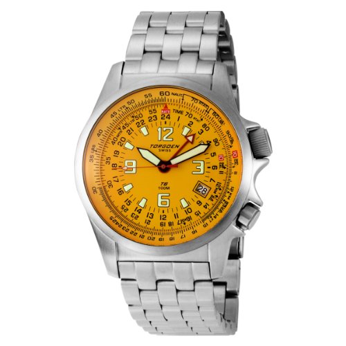 Torgoen Swiss Men's T06202 Pilot Computer E6B Dual Time Zone Stainless Steel Watch