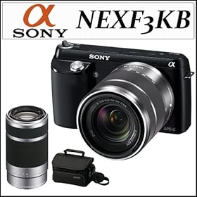 Sony DSLR NEXF3KB DSLR Camera Black + Sony DSLR Sel 55-210MM Nex System Zoom Lens + Accessory Kit