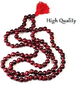 NATURAL ROSEWOOD JAPA MALA ~ 108 Prayer Beads on Red Knotted String (Option of Zipped Pouch)