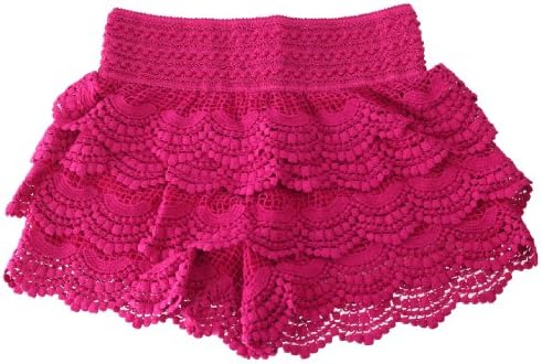 Ever77 Cotton Crochet Tiered Scalloped Lace Mini Shorts Pants/TP1003