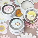 Baby Keepsake: Baby Animals Personalized Round Travel Candle Tins (Set of 24)