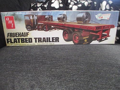 #617 AMT Retro Deluxe Fruehauf Flatbed Trailer 1/25 Scale Plastic Model Kit, Needs Assembly