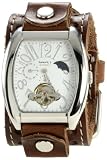 Nemesis Men's BSTH006W Signature Mechanical White Dial Leather Cuff Watch