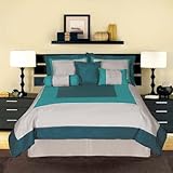 Artistic Linen Alpine Faux Silk Reversible 7-Piece Comforter Set, Queen, Te ....