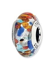Sterling Silver Reflections Red/Orange/Blue Italian Murano Bead