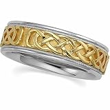 14K Two-Tone Gold Celtic Inspired Wedding Band For Men and Women - Size 10.5