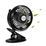Elechomes USB扇風機 卓上 USBファン クリップ型 静音 風量無段階調節 横縦 360度回転 4枚羽根 (ブラック) EH101