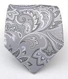 100% Silk Woven Platinum Paisley Tie