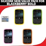 Silicone Skin 4 pc. Value Pack for your Blackberry Bold 9000 (Yellow, Orange, Green, Light Pink) Bonus DBRoth Microfiber Cleaning Cloth Included