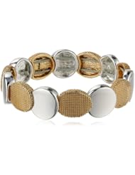 Napier "Double Take" Two-Tone Shiny Textured Stretch Bracelet, 7"