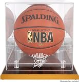 Mounted Memories Oklahoma City Thunder Woodbase Team Logo Basketball Display Case With Mirrored Back