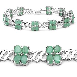 Buy 9.60 Carat Genuine Emerald Silver Bracelet by JewelzDirect