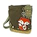 Chala Handbag Canvas Crossbody Messenger Bags - FOX with coin purse (Dark Brown)