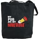 Canvas Tote Bag Black " My Pug Ate My Homework " Dog