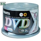 Ridata 8X Double Layer White Inkjet *HUB* Printable DVD+Rs in 50-Pak Cakebox