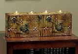 Bronzed Embossed Leaf Metal Tealight Candle Holder
