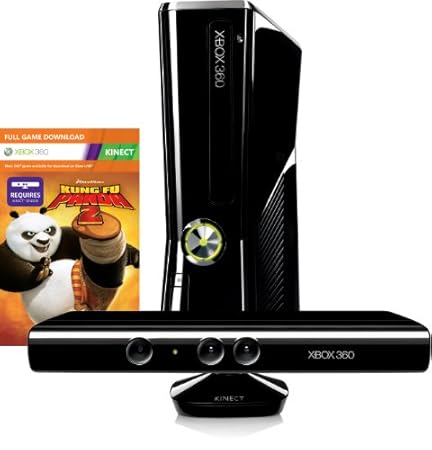 Xbox 360 - Konsole Slim 250 GB inkl. Kinect Sensor, Kung Fu Panda 2 (Download) und Kinect Adventures, schwarz-glänzend