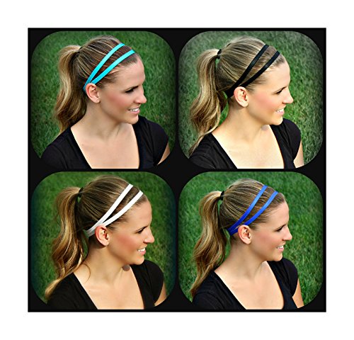 RAVEbandz Double Band Silicone Lined Sports No Slip Headband (Running, Workout, Athletics, Yoga, Spartan)