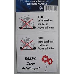 BITTE KEINE WERBUNG 3 Briefkasten Schilder Aufkleber Etiketten mit Symbol