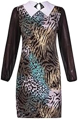 Plus Size Keyhole General Print Chiffon/Viscose Mini Dress 