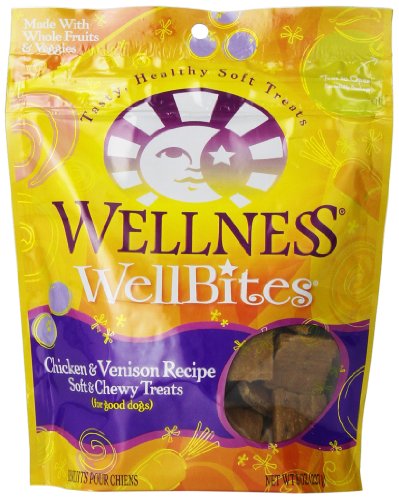 Wellness WellBites Soft Natural Dog Treats, Chicken and Venison Biscuits, 8-Ounce Bag