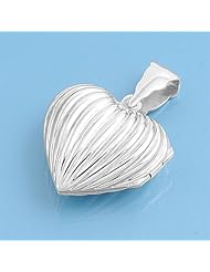 Sterling Silver Heart Locket Love Cute Pendant Classic Charm Pure 925 New 21mm with 1mm Snake Chain