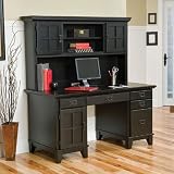 Ebony Double Pedestal Computer Desk with Hutch