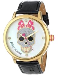 Betsey Johnson Womens BJ00084-36 Analog Skull and Bow Dial Watch