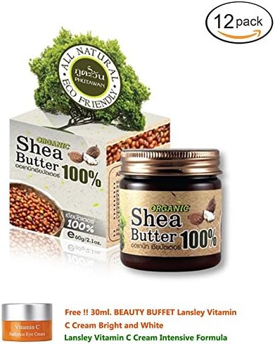 12 Units of PHUTAWAN New Organic Shea Butter 100% All Natural 60G. Skin Care [Get Free Tomato Facial Mask ]